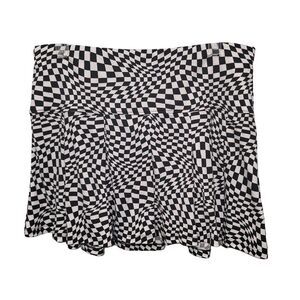 NWT Wallflower Black & White Checker Print‎ Women Pleated Skater Mini Skirt, XL